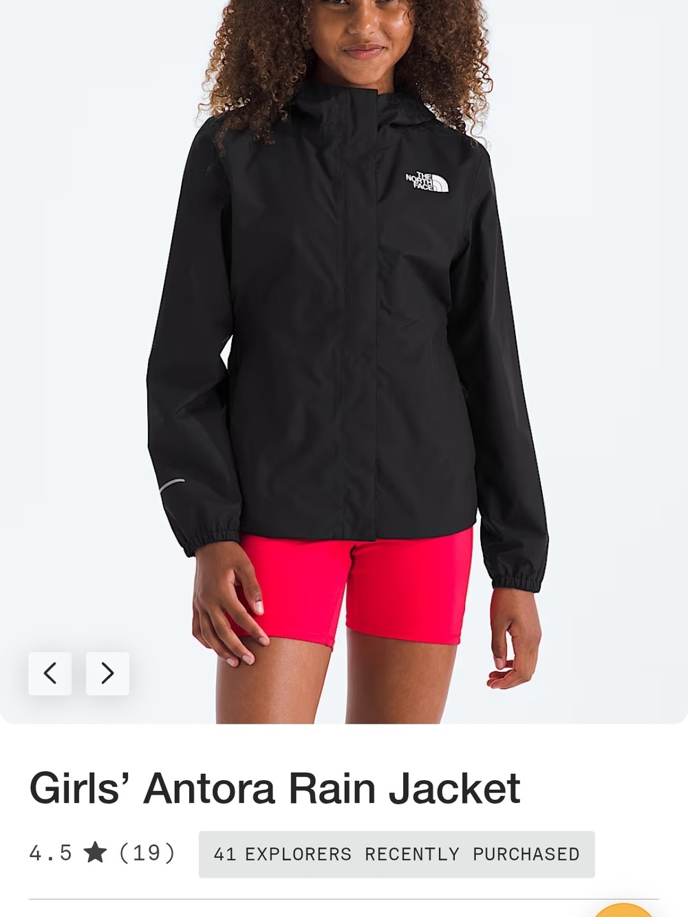 The North Face Girls' Antora Rain Jacket - Black